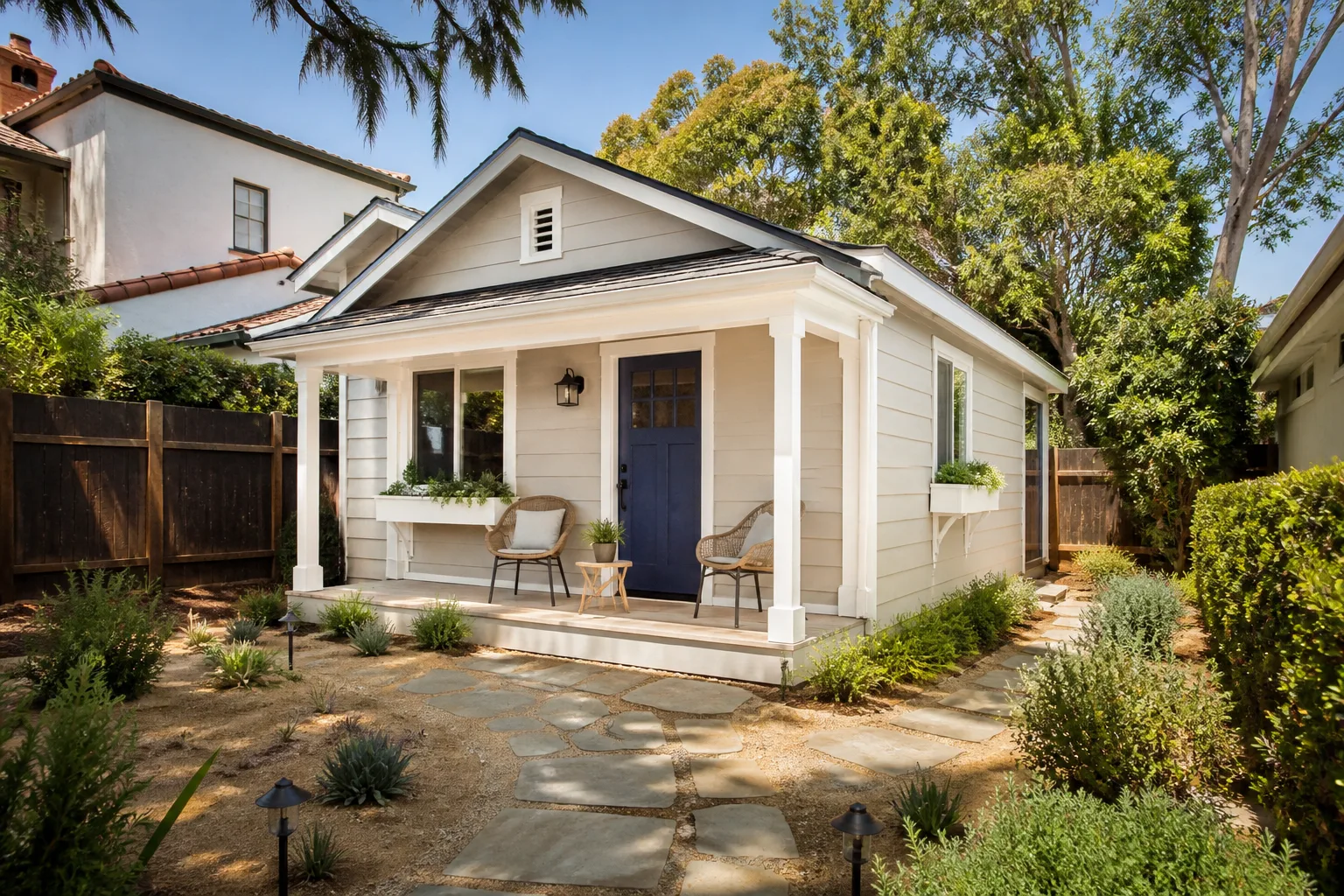 A new cottage-style ADU with a front porch